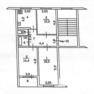 3-к квартира, вторичка, 67м2, 5/5 этаж