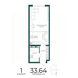 1-к квартира, вторичка, 34м2, 8/17 этаж