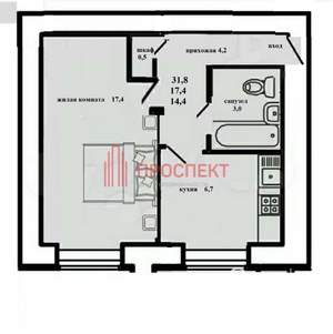 1-к квартира, вторичка, 32м2, 2/2 этаж