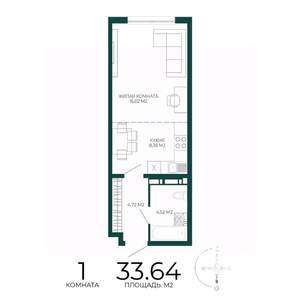 1-к квартира, вторичка, 34м2, 11/17 этаж