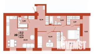 2-к квартира, вторичка, 81м2, 3/10 этаж