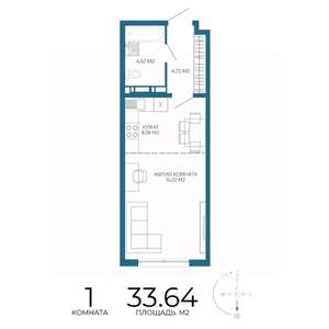 1-к квартира, вторичка, 34м2, 17/17 этаж