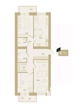 4-к квартира, вторичка, 89м2, 5/17 этаж