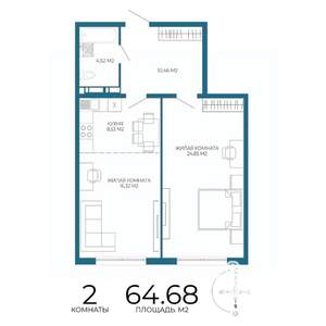 2-к квартира, вторичка, 65м2, 7/17 этаж