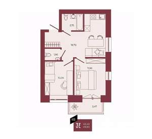 3-к квартира, вторичка, 50м2, 4/17 этаж