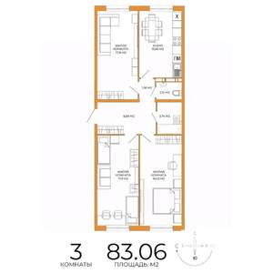 3-к квартира, вторичка, 83м2, 14/18 этаж