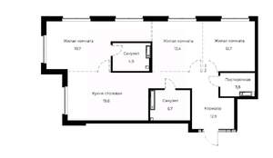 3-к квартира, вторичка, 92м2, 2/23 этаж