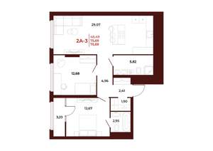2-к квартира, вторичка, 76м2, 9/18 этаж