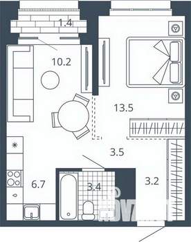 1-к квартира, вторичка, 42м2, 23/24 этаж