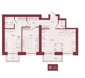 3-к квартира, вторичка, 77м2, 15/17 этаж