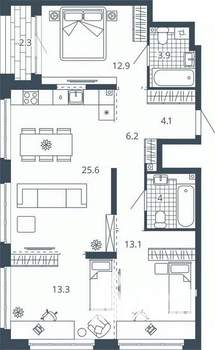 3-к квартира, вторичка, 85м2, 5/23 этаж