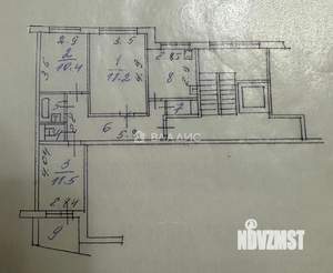 3-к квартира, вторичка, 63м2, 9/10 этаж