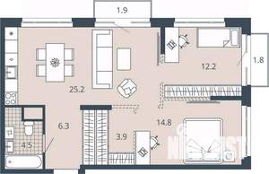 2-к квартира, вторичка, 70м2, 21/23 этаж