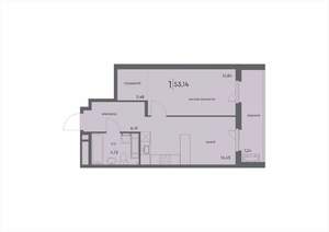 1-к квартира, вторичка, 53м2, 3/18 этаж
