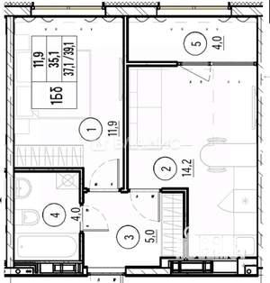 1-к квартира, вторичка, 39м2, 5/17 этаж