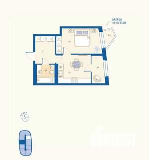 1-к квартира, вторичка, 41м2, 2/16 этаж