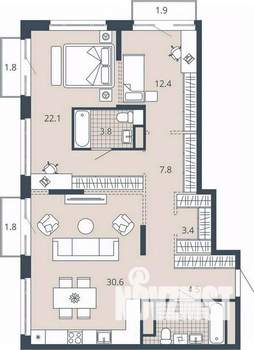 2-к квартира, вторичка, 95м2, 15/23 этаж