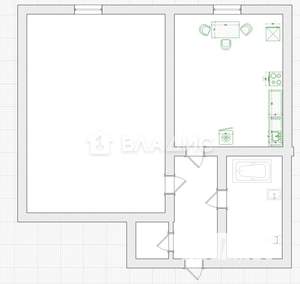 1-к квартира, вторичка, 33м2, 2/5 этаж
