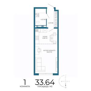 1-к квартира, вторичка, 34м2, 7/17 этаж