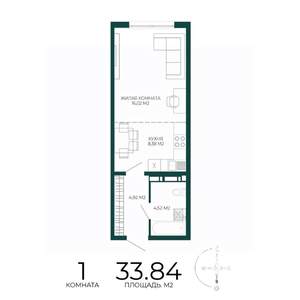1-к квартира, вторичка, 34м2, 8/17 этаж