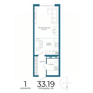 1-к квартира, строящийся дом, 33м2, 12/17 этаж