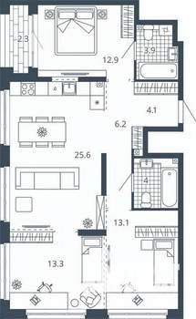3-к квартира, вторичка, 85м2, 17/24 этаж