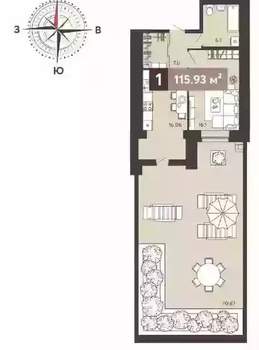 1-к квартира, вторичка, 116м2, 2/17 этаж