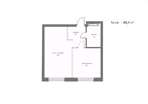 1-к квартира, вторичка, 45м2, 18/21 этаж