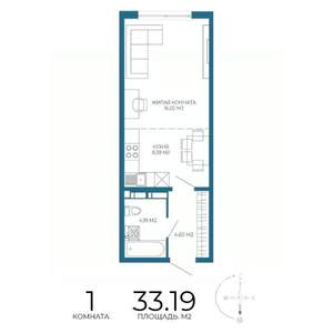 1-к квартира, строящийся дом, 33м2, 10/17 этаж