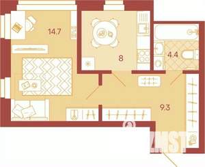 1-к квартира, вторичка, 36м2, 8/17 этаж