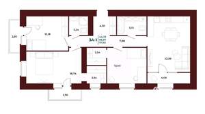 3-к квартира, вторичка, 98м2, 13/17 этаж