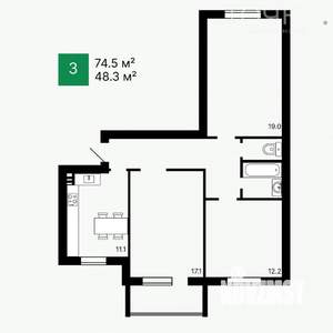 3-к квартира, вторичка, 75м2, 8/10 этаж