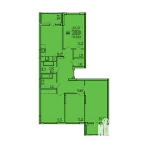4-к квартира, вторичка, 113м2, 12/17 этаж