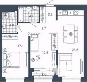 2-к квартира, вторичка, 70м2, 8/24 этаж