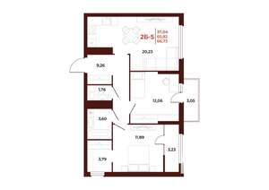 2-к квартира, вторичка, 67м2, 13/18 этаж