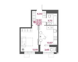 1-к квартира, вторичка, 36м2, 3/14 этаж