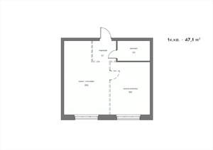 1-к квартира, вторичка, 47м2, 12/21 этаж