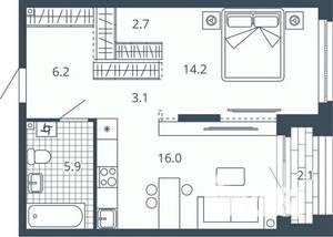 1-к квартира, вторичка, 50м2, 11/23 этаж