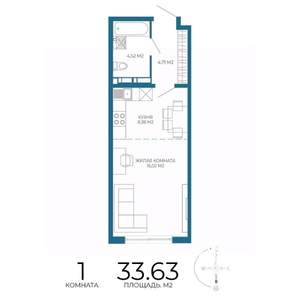 1-к квартира, строящийся дом, 34м2, 9/17 этаж