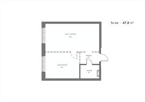 1-к квартира, вторичка, 48м2, 14/21 этаж