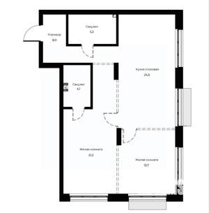 2-к квартира, вторичка, 77м2, 12/23 этаж