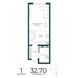 1-к квартира, строящийся дом, 33м2, 6/17 этаж