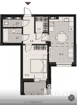 1-к квартира, сданный дом, 51м2, 12/16 этаж