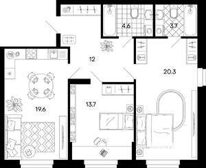 3-к квартира, вторичка, 74м2, 1/17 этаж