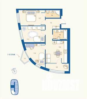 3-к квартира, вторичка, 71м2, 5/16 этаж