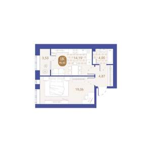1-к квартира, вторичка, 46м2, 1/4 этаж