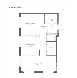 2-к квартира, вторичка, 68м2, 8/21 этаж