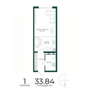 1-к квартира, вторичка, 34м2, 14/17 этаж