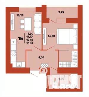 1-к квартира, вторичка, 43м2, 1/10 этаж