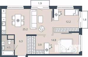 2-к квартира, вторичка, 70м2, 21/23 этаж